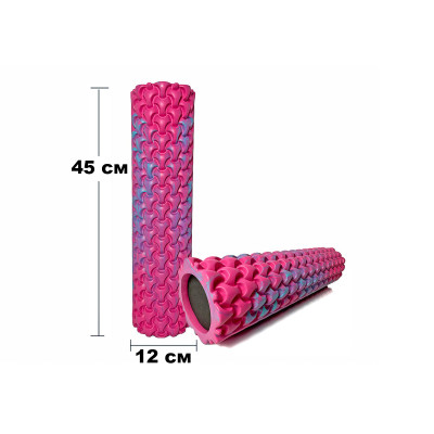 Масажний ролик EasyFit Plexus 45 см Рожевий-блакитний Масажний ролик EasyFit Plexus 45 см Рожевий-блакитний