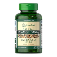 Натуральна лляна олія, Natural Flax Oil 1200mg - 120 softgels