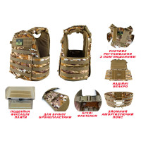 Плитоноска Pantsyr-2 (тактичний військовий жилет, бронежилет MOLLE) Multicam Arid