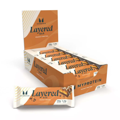 Протеїнові батончики, Layered Bar - 12x60g Chocolate Peanut Pretzel Протеїнові батончики, Layered Bar - 12x60g Chocolate Peanut Pretzel