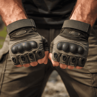 Спортивні рукавиці безпальцеві з посиленим захистом кісточок Olive Pro