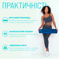 Комплект 1007. Килимок для йоги та фітнесу EasyFit TPE+TC 6 мм двошаровий синій-блакитний + Скакалка з обважнювачем EasyFit + Пляшка для води EasyFit CHFe 1000 мл синя або зелена + Еспандер кистьовий EasyFit Elliptic 18 кг зелений