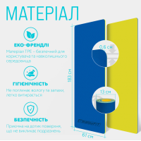 Комплект 1007. Килимок для йоги та фітнесу EasyFit TPE+TC 6 мм двошаровий синій-блакитний + Скакалка з обважнювачем EasyFit + Пляшка для води EasyFit CHFe 1000 мл синя або зелена + Еспандер кистьовий EasyFit Elliptic 18 кг зелений