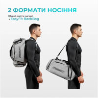 Комплект 1011. Спортивна сумка-рюкзак EasyFit BackBag 28 л + Пляшка для води EasyFit CHFe 1000 мл синя або зелена + Еспандер кистьовий пружинний 5-60 кг EasyFit з лічильником