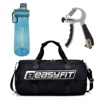 Комплект 1015. Спортивна сумка EasyFit ActivePack чорна + Пляшка для води EasyFit CHFe 1000 мл + Еспандер кистьовий пружинний 5-60 кг EasyFit з лічильником