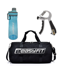 Комплект 1015. Спортивна сумка EasyFit ActivePack чорна + Пляшка для води EasyFit CHFe 1000 мл + Еспандер кистьовий пружинний 5-60 кг EasyFit з лічильником