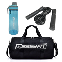 Комплект 1016. Спортивна сумка EasyFit ActivePack чорна + Пляшка для води EasyFit CHFe 1000 мл + Швидкісна скакалка EasyFit 280 см з підшипником