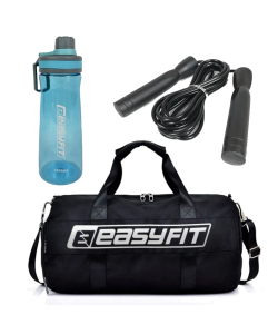 Комплект 1016. Спортивна сумка EasyFit ActivePack чорна + Пляшка для води EasyFit CHFe 1000 мл + Швидкісна скакалка EasyFit 280 см з підшипником