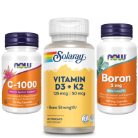 Комплект 2003. Міцні кістки. Vitamin D-3 & K-2 - 60 vcaps + Boron 3mg - 100 vcaps + Vitamin C-1000 - 30 vcaps