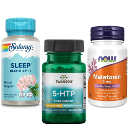 Комплект 2004. Спокійний сон. 5HTP 200mg - 60caps + Sleep Blend SP-17 - 100 vcaps + Melatonin 5 mg - 60 vcaps