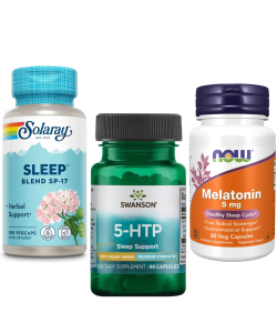 Комплект 2004. Спокійний сон. 5HTP 200mg - 60caps + Sleep Blend SP-17 - 100 vcaps + Melatonin 5 mg - 60 vcaps