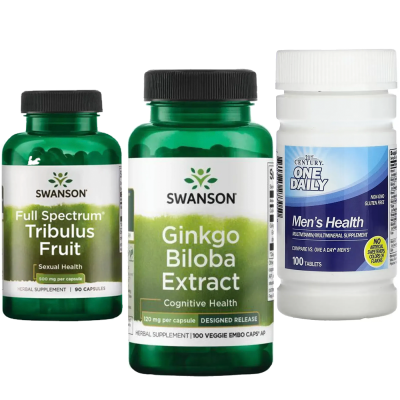 Комплект 2007. Чоловіча сила. Ginkgo Biloba Extract 120 mg - 100 veg caps + Tribulus Fruit 500mg - 90 cap + One Daily Men's - 100 tabs