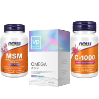 Комплект 2010. Підтримка суглобів. Omega 3-6-9 - 60 caps + Vitamin C-1000 - 30 vcaps + M.S.M 1000mg - 120 vcaps